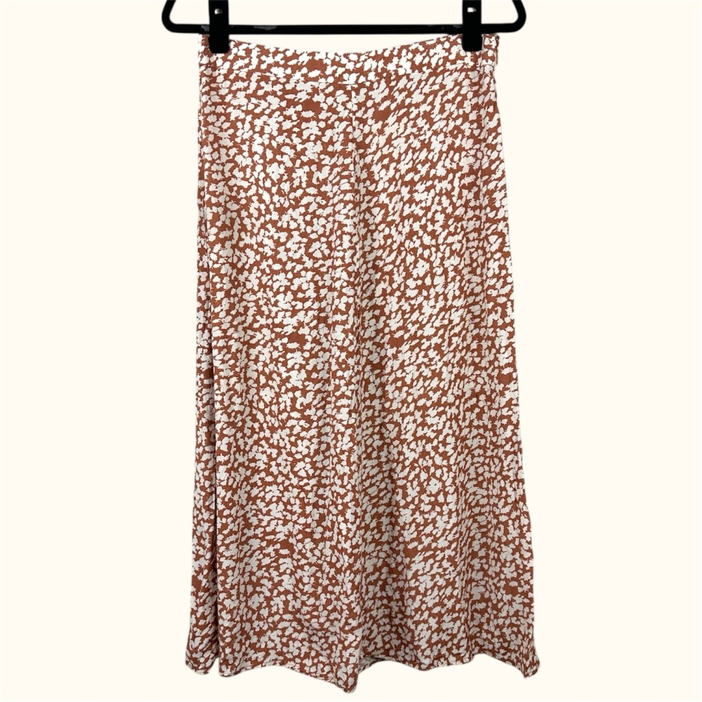 Philosophy Republic Clothing Brown Cream Abstract Print Midi Skirt M